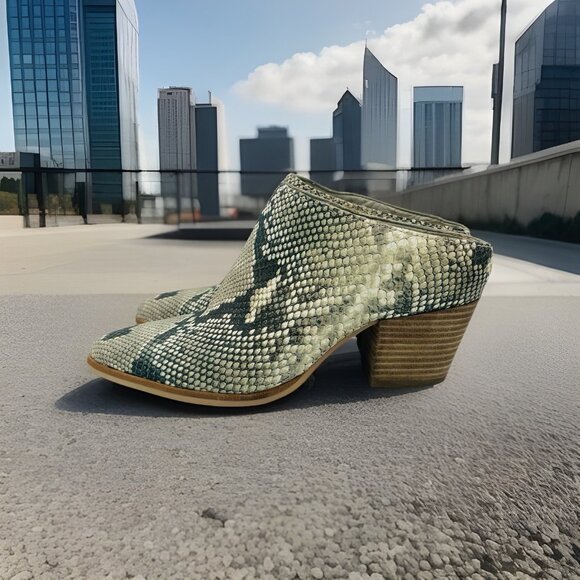 Dolce Vita Women's Shoes Size 7.5 Snake Print Leather Slip-On Boot Booties Mules - Picture 2 of 13